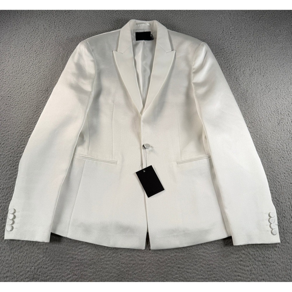 ASOS Blazer Mens 38R White Slim Fit Peaked Lapel Formal Wedding Suit Jacket NWT